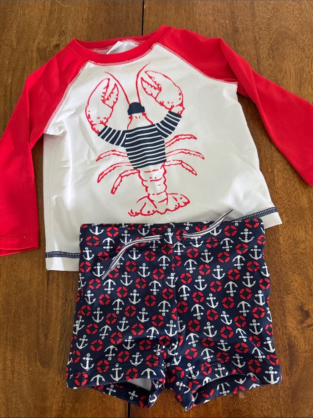 Janie and Jack Lobster and Nautical Rash Guard Swim Set 6-12 months